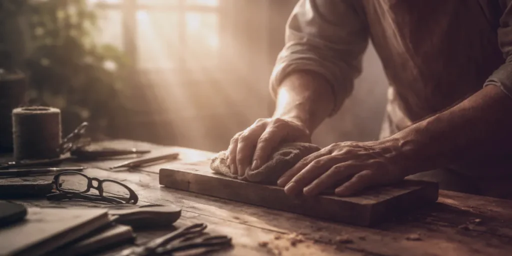 Hands shaping dough on wooden surface