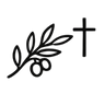 Cross and olive branch symbol