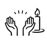 Hands raised beside a candle